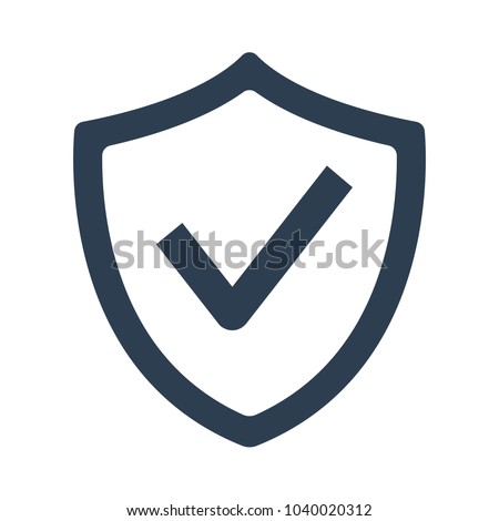 Shield with check mark icon on white background. Vector Illustration