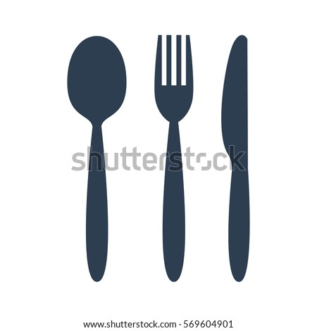 knife, fork and spoon on white background. Vector illustration