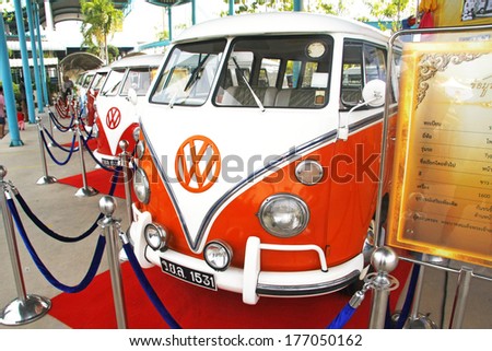 BANGKOK, THAILAND - FEBRUARY 15 :Royal car (Volkswagen retro vintage car) display in Siam VW festival 2014 on February 15, 2014 in Bangkok Thailand.