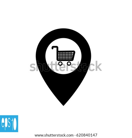 Map icon with basket - vector illustration