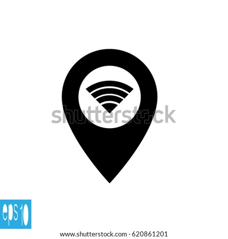 Map icon with wifi , wi-fi icon ,sign - vector illustration