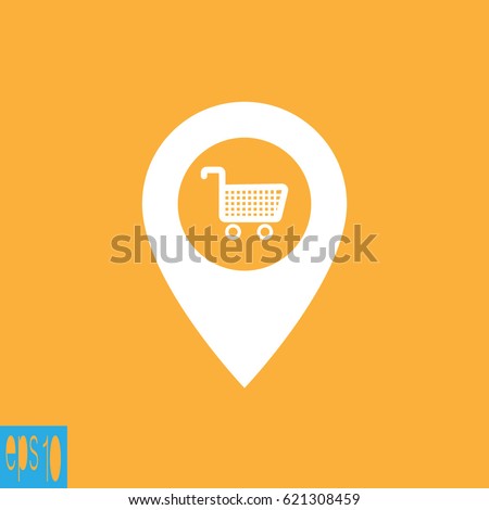 Map icon with basket - vector illustration