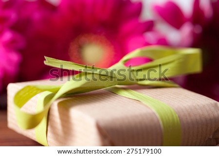 present with pink flowers