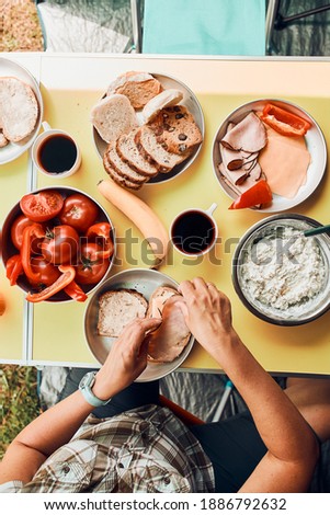 Similar – Foto Bild Frühstück in den Sommerferien auf dem Campingplatz zubereitet