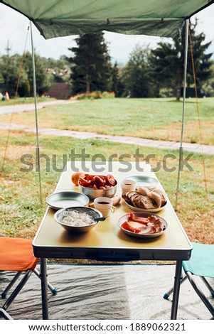 Similar – Foto Bild Frühstück in den Sommerferien auf dem Campingplatz zubereitet