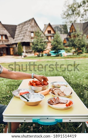 Similar – Foto Bild Frühstück in den Sommerferien auf dem Campingplatz zubereitet