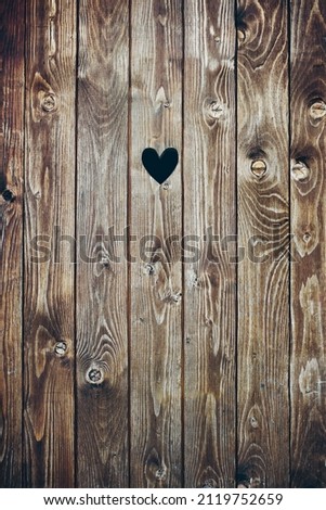 Image, Stock Photo Wooden door with heart shape hole. Wood plank background