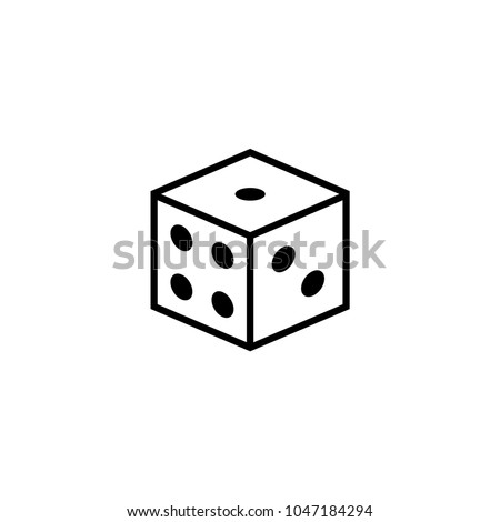 Dice cube outline vector icon