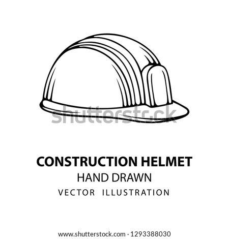 Safety helmet. Safety helmet hand drawn vector illustration.
Sketch drawing hard hat icon. Part of set.