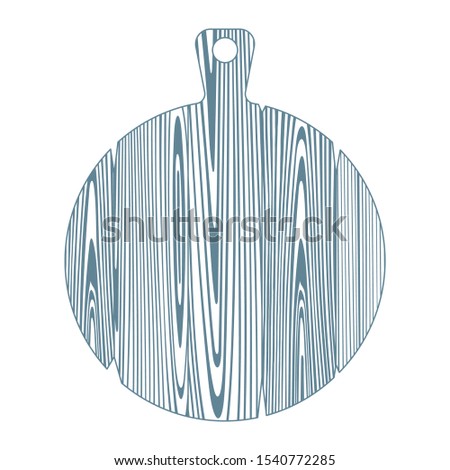 Wood cutting board. Hand drawn round cutting board vector illustration. Part of set.