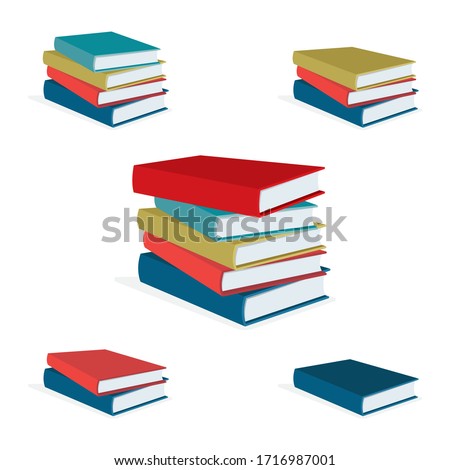 Books stack vector illustration set. Pile of books. Hardback books composition. Part of set.
