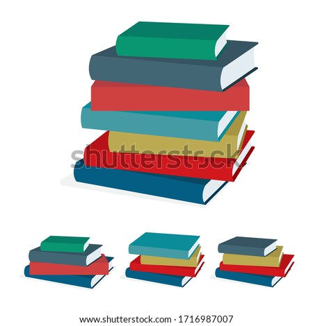 Books stack vector illustration set. Pile of books. Hardback books composition. Part of set.
