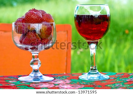 sweet wine and sweet strawberry