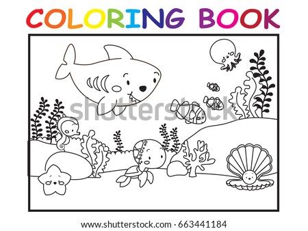 Kids coloring page cute sea animal under the ocean