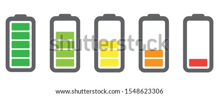 Vector battery icon. Charge from high to low.