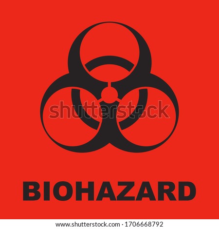 The biohazard symbol is red and black. Vector illustration.