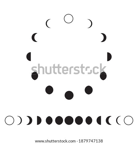 Moon phases astronomy icon set Vector Illustration on the white background.