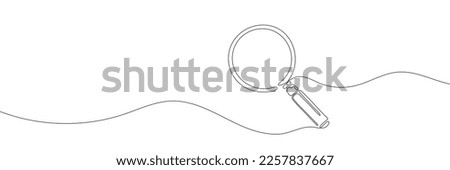 One continuous line of magnifying glass. Continuous line drawing of a magnifying glass. Vector illustration