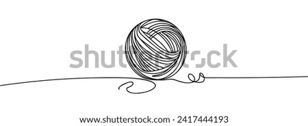 Ball of yarn in continuous one line art drawing style