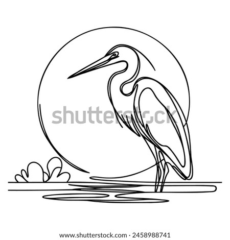 Vector continuous one line drawing of beautiful heron bird abstract best use for logo, banner, background minimalist design.