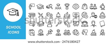 Set of school icons. Outline illustration of school icons vector set isolated on white background.