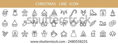 set of Christmas and New Year icons on white.