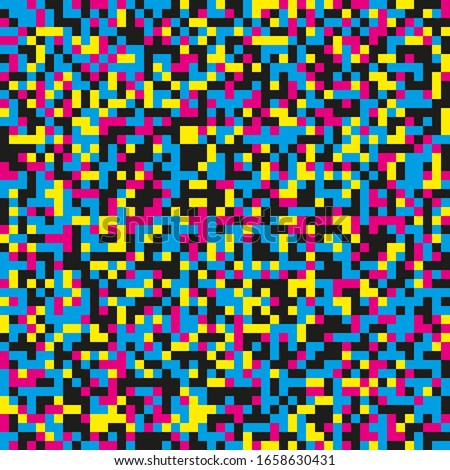 Random seamless mosaic pattern in CMYK colors. Background is made up of multicolored squares. EPS10 vector file