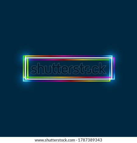 Multi-colored multi-layered line minus sign, rectangle icon with glowing light effect on a blue background. EPS10 vector file