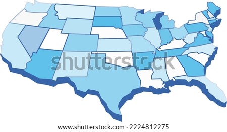 3d blue USA geographical map	