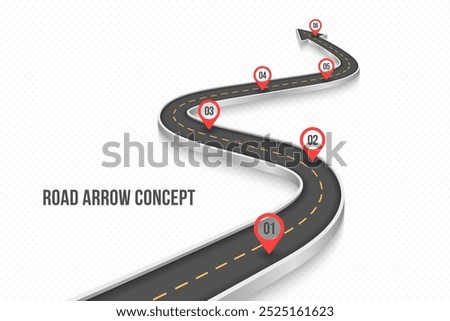 Winding 3d road infographic concept on a white background. Timeline template. Vector illustration