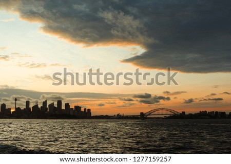 Similar – Image, Stock Photo Sunset behind Sydney skyline, Australia
