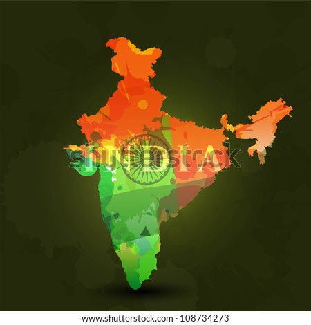 Republic Of India Map In Indian Flag Color. Eps 10. Stock Vector ...