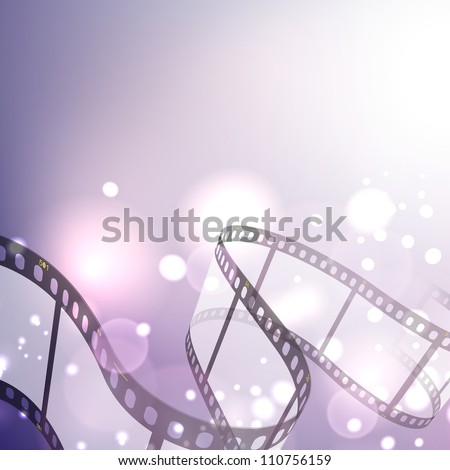 Film stripe or film reel on shiny purple movie background. EPS 10