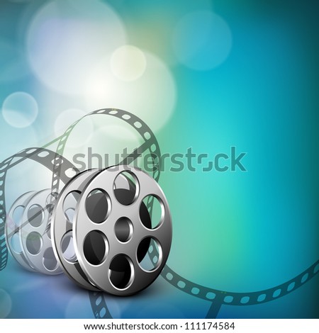 Film stripe or film reel on shiny movie background. EPS 10