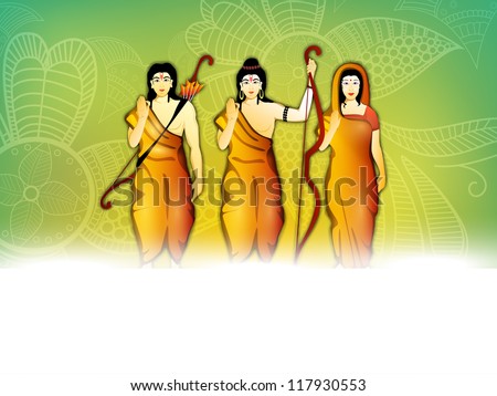 Illustration Of Hindu Lord Rama, Goddess Sita And Laxman For Diwali ...