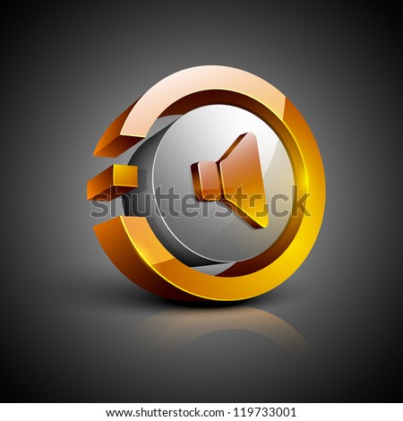 Glossy 3D web 2.0 sound symbol icon set. EPS 10.