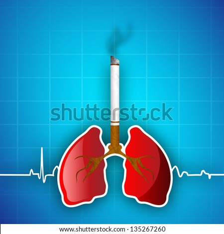 World asthma day background with cigarette, lungs. Illustration of no smoking background.