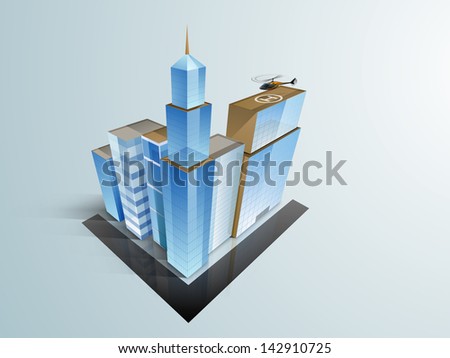 3D concept of building construction, architecture modern city designing concept.