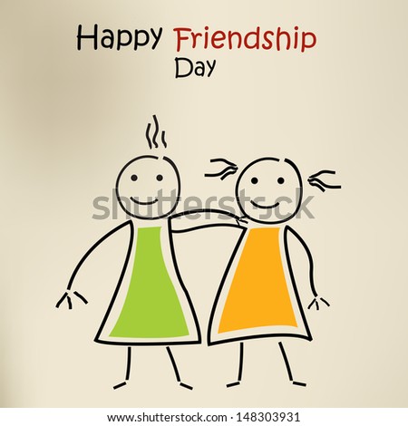 Happy Friendship Day Greeting Card Or Background With Cartoonist ...