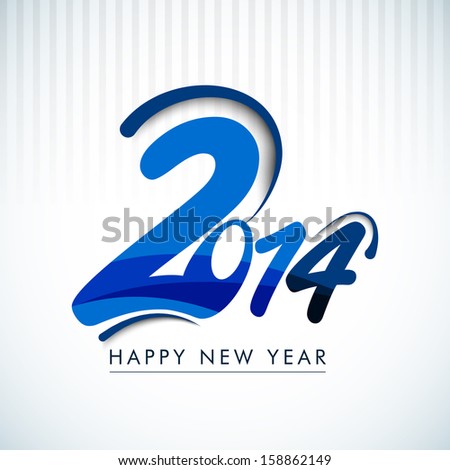 Happy New Year 2014 Stylize Blue Text Celebration Party Poster, Banner ...