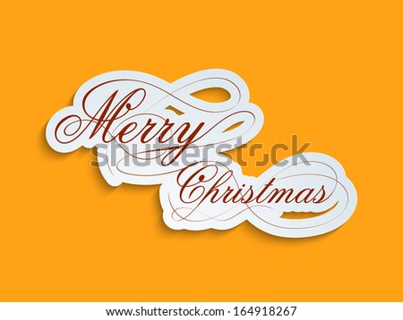 Stylize Merry Christmas text on bright yellow background, can be use as flyer, banner or poster.