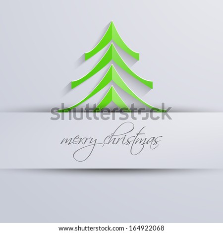 Beautiful Merry Christmas celebration poster, banner, flyer or invitation with stylish Xmas Tree on grey background.