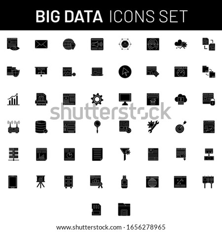 Set of Big Data Icon in B&W Color.