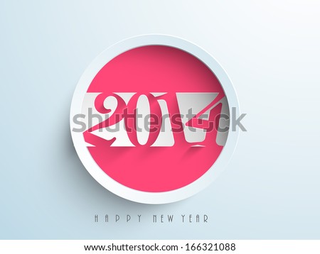 Happy New Year 2014 celebration flyer, banner, poster or invitation with stylish text in pink color on creative blue background.