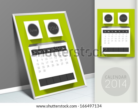New Year 2014 calendar, monthly planner or organizer.