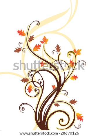 Abstract Background With Scroll, Swirl, Canadian Leaf Stock Vector ...
