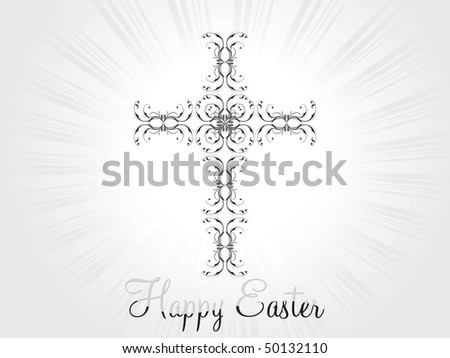 Grey Rays Background With Decorated Cross, Illustration - 50132110 ...