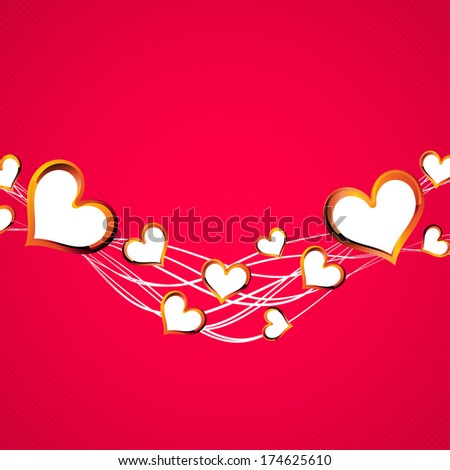 Happy Valentines Day celebration greeting card design with beautiful white hearts on red background, can be use as flyer, banner or poster.