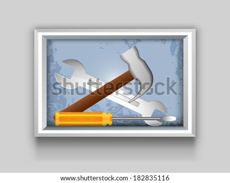 Happy Labor Day celebrations frame with tools illustration hammer and screw driver.