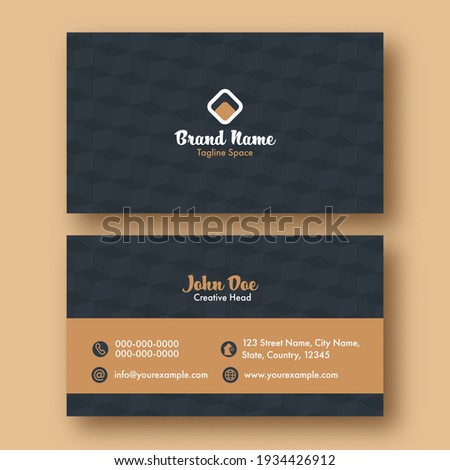 Business Or Visiting Card With Cube Pattern In Grey And Brown Color.